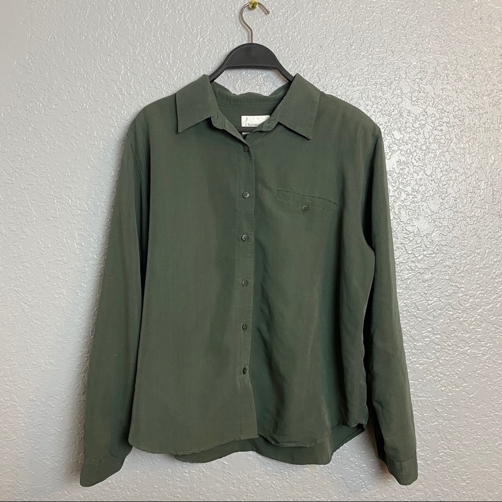 VINTAGE CHRISTOPHER & BANKS GREEN BUTTON UP